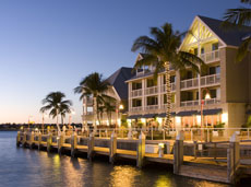 Waterfront building decorated for Christmas